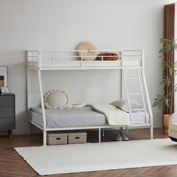 Twin‑over‑Full Metal Bunk Bed — Heavy‑Duty, Full Guardrail & Ladder, Under‑Bed Storage - LuxeHome Furniture