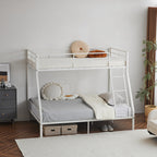 Twin‑over‑Full Metal Bunk Bed — Heavy‑Duty, Full Guardrail & Ladder, Under‑Bed Storage - LuxeHome Furniture