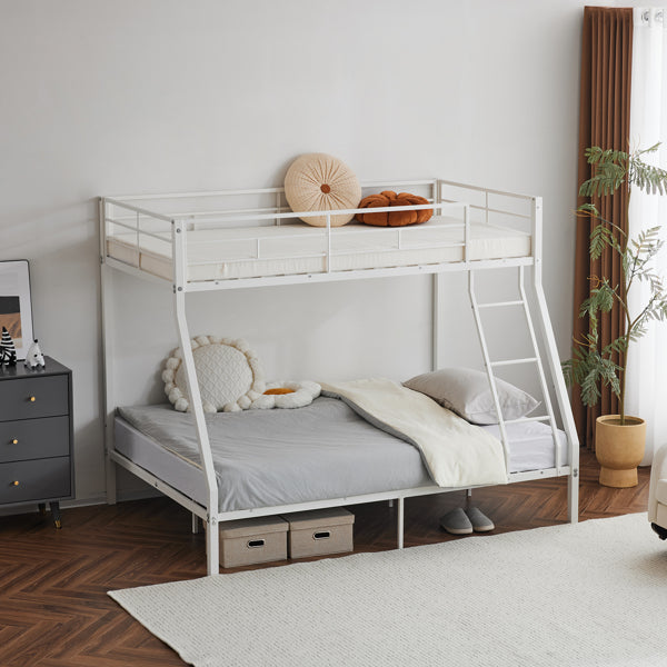 Twin‑over‑Full Metal Bunk Bed — Heavy‑Duty, Full Guardrail & Ladder, Under‑Bed Storage - LuxeHome Furniture