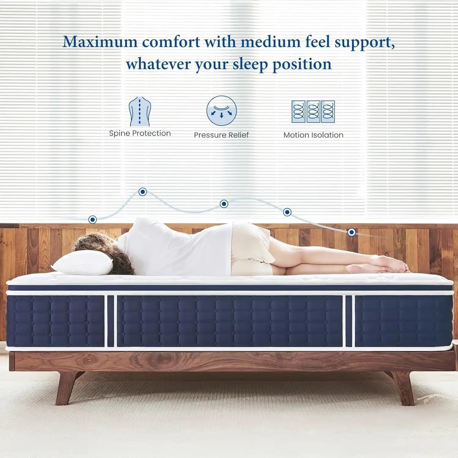 Queen Size Thermoregulating Hybrid Memory Foam Mattress - LuxeHome Furniture -