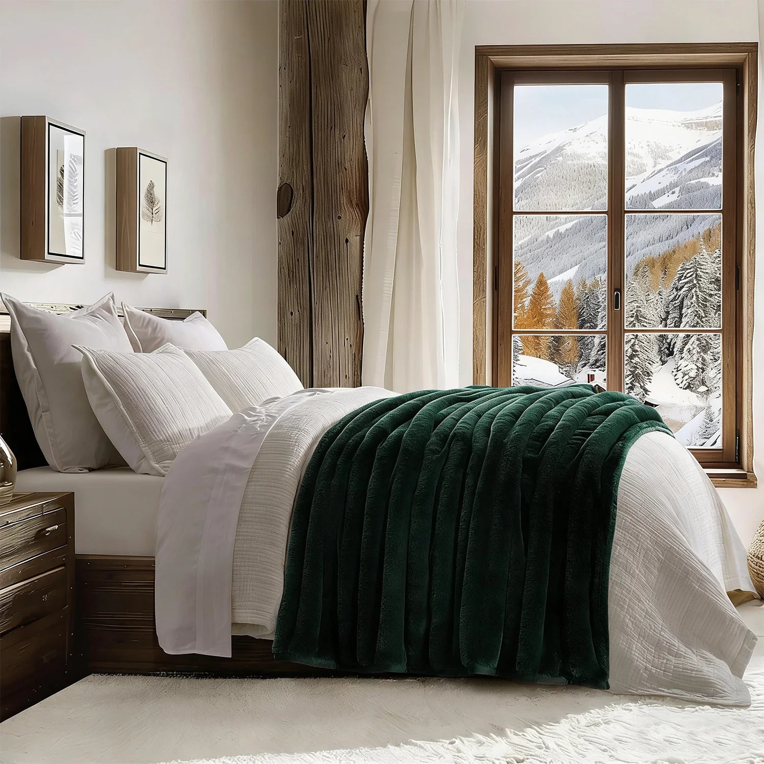 Faux Fur Rabbit Throw Blanket – 600 GSM Warm & Fluffy Weighted Throw for Couch and Luxury Bedroom, Machine Washable - LuxeHome Furniture