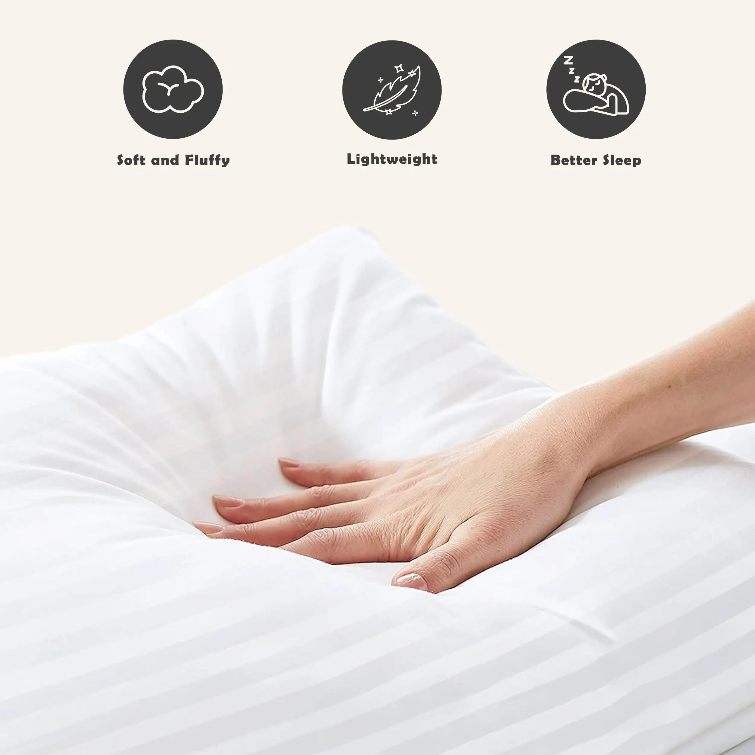 Hotel Stripe Pillows – Set of 2 Down Alternative Sleeping Pillows for Ultimate Comfort – Soft & Supportive Hotel Quality" - LuxeHome Furniture