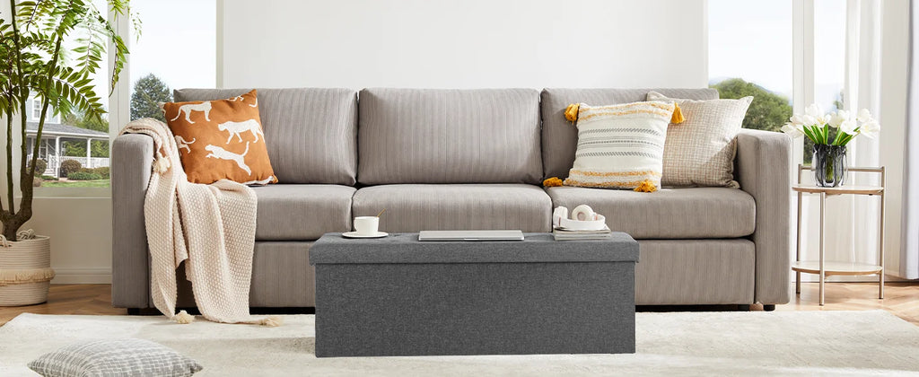 "Folding Storage Ottoman Bench – Versatile Living Room Footstool with Hidden Storage, Toy Box, and Strong Load-Bearing Capacity for Bedroom" - LuxeHome Furniture