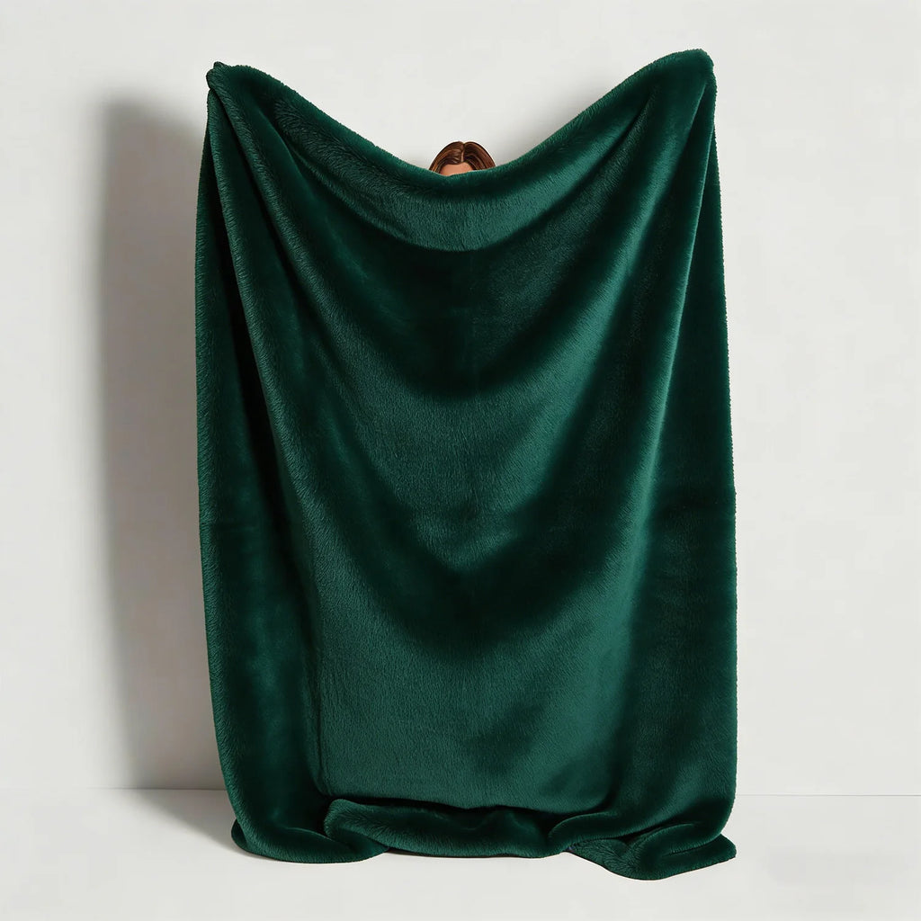 Faux Fur Rabbit Throw Blanket – 600 GSM Warm & Fluffy Weighted Throw for Couch and Luxury Bedroom, Machine Washable - LuxeHome Furniture