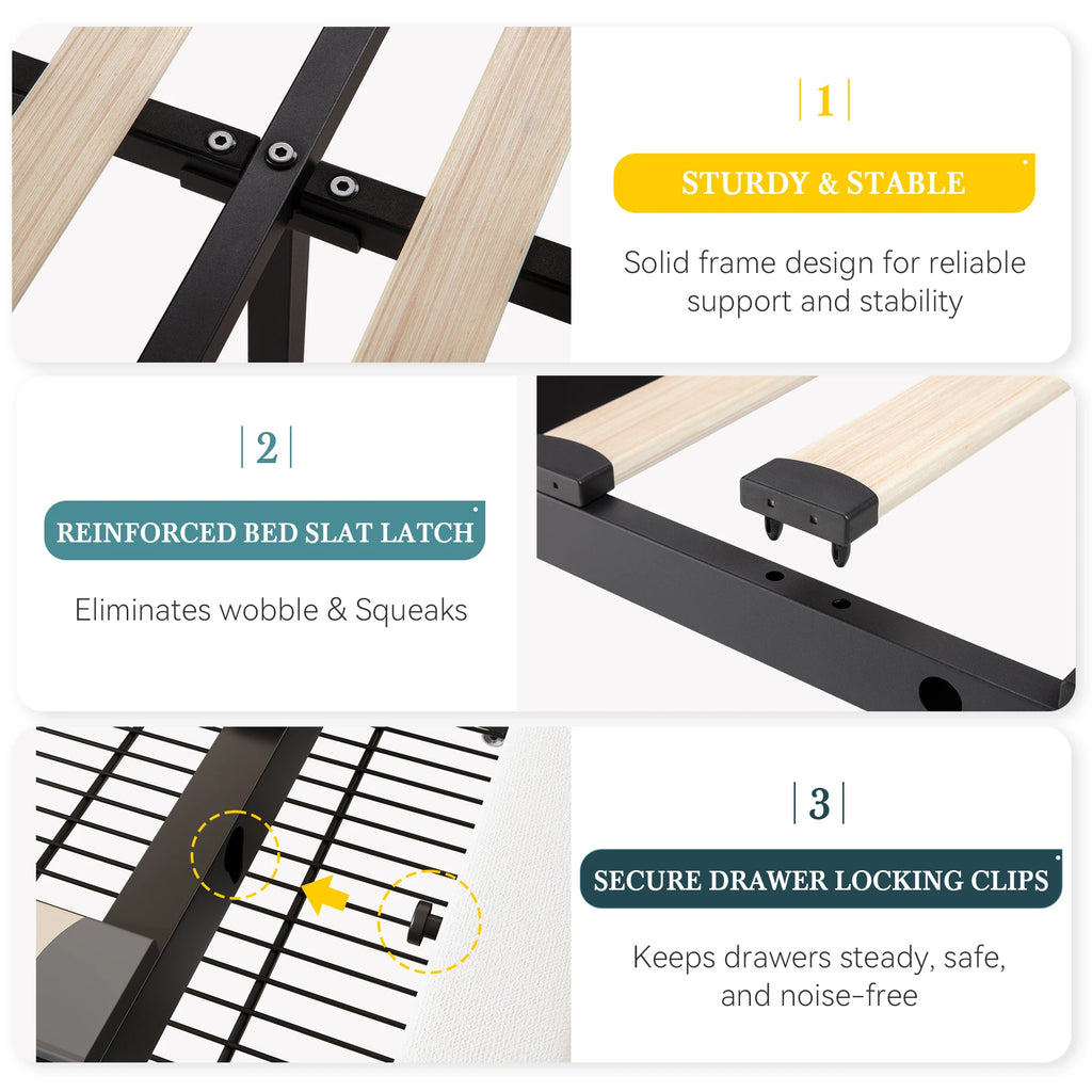 (Full/Queen/King) Velvet Upholstered Storage Bed — Vertical Channel Adjustable Headboard, 4 Under‑Bed Drawers, Mattress‑Ready Slat - LuxeHome Furniture