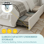 (Full/Queen/King) Velvet Upholstered Storage Bed — Vertical Channel Adjustable Headboard, 4 Under‑Bed Drawers, Mattress‑Ready Slat - LuxeHome Furniture