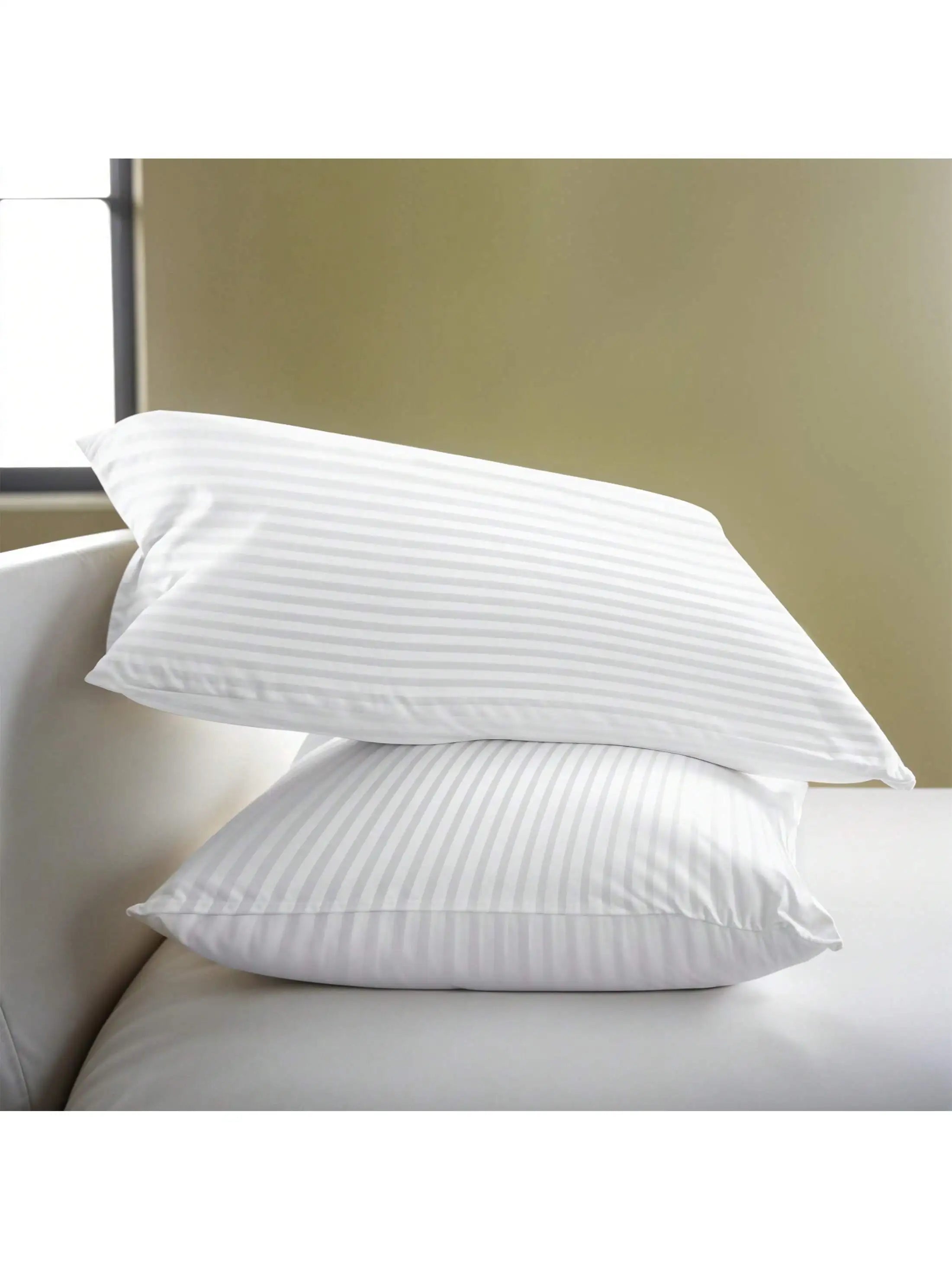 Hotel Stripe Pillows – Set of 2 Down Alternative Sleeping Pillows for Ultimate Comfort – Soft & Supportive Hotel Quality" - LuxeHome Furniture