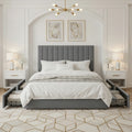 (Full/Queen/King) Velvet Upholstered Storage Bed — Vertical Channel Adjustable Headboard, 4 Under‑Bed Drawers, Mattress‑Ready Slat - LuxeHome Furniture