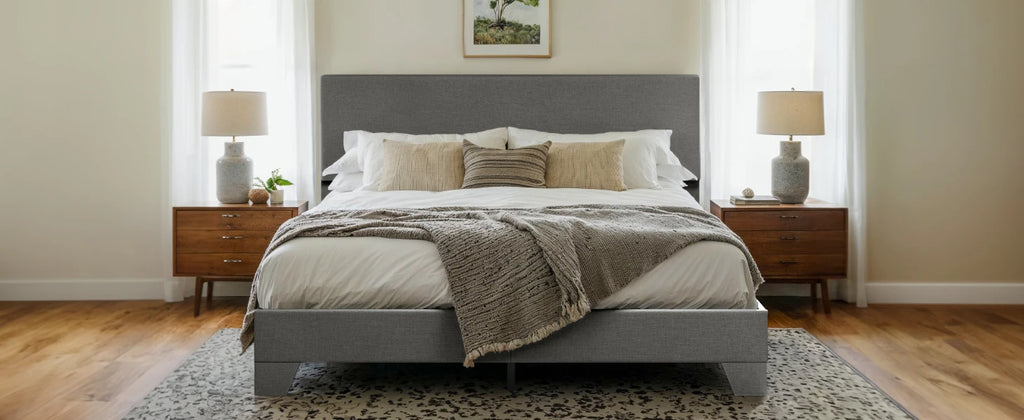 (King/Queen/Full) Upholstered Bed Frame with Adjustable Headboard — Soft Linen Fabric, Reinforced Support, and Noise-Free Design - LuxeHome Furniture