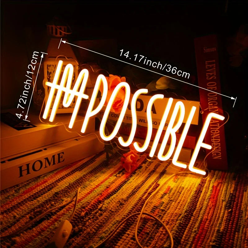 "I'M POSSIBLE LED Neon Wall Sign – Illuminated Decor for Bedroom, Gym, and More – Vibrant Light-Up Wall Art" - LuxeHome Furniture