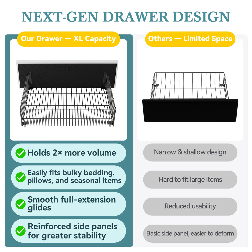 (Full/Queen/King) Velvet Upholstered Storage Bed — Vertical Channel Adjustable Headboard, 4 Under‑Bed Drawers, Mattress‑Ready Slat - LuxeHome Furniture