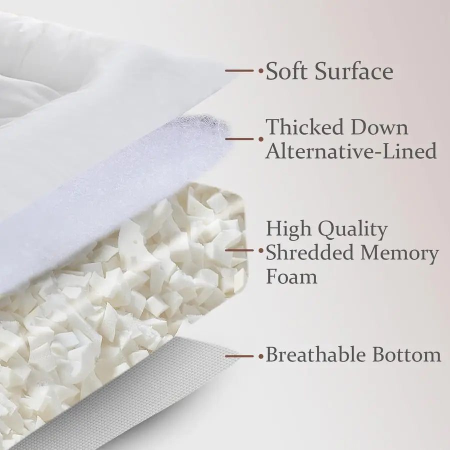 Twin 5 Inch Memory Foam Mattress Topper — Shredded Memory Foam Pillow Top, Extra Soft & Supportive Bed Topper - LuxeHome Furniture