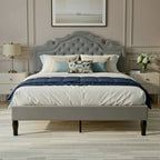 (Full/Queen/King) Upholstered Platform Bed with Adjustable Tiara Headboard, Diamond Tufted - LuxeHome Furniture