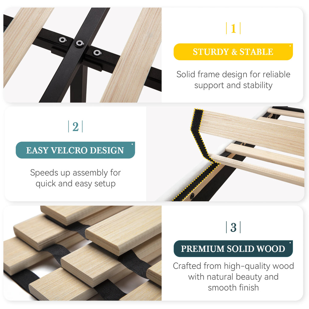 (Full/Queen/King) Velvet Platform Bed with Wingback Headboard Under‑Bed Storage, No Box Spring Needed - LuxeHome Furniture