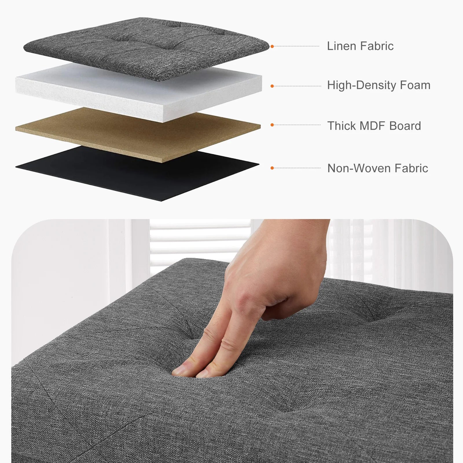 "Folding Storage Ottoman Bench – Versatile Living Room Footstool with Hidden Storage, Toy Box, and Strong Load-Bearing Capacity for Bedroom" - LuxeHome Furniture