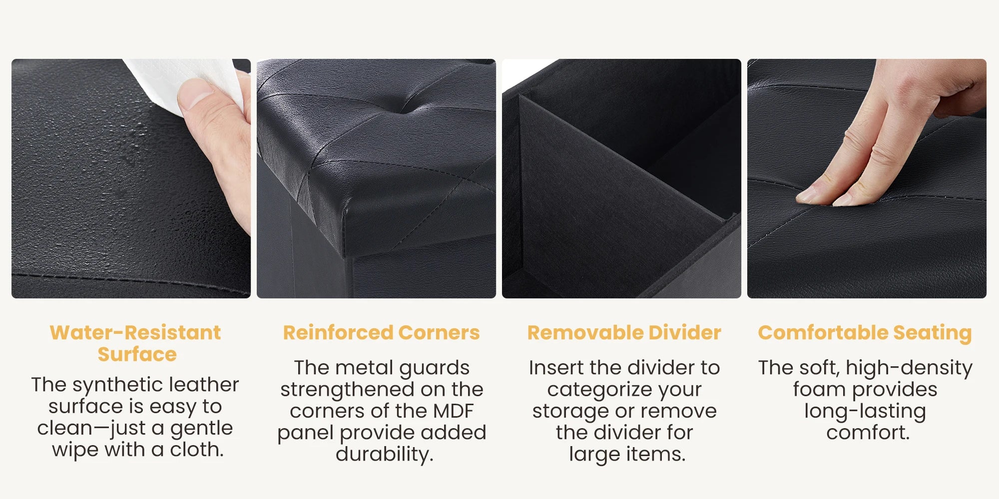 " Leather Folding Ottoman Storage Bench – Multi-Functional Footstool and Toy Box with 660 lbs Capacity for Living Room and Bedroom" - LuxeHome Furniture