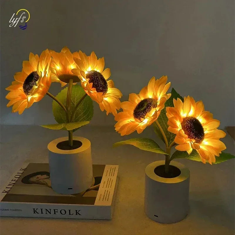 "Rechargeable Sunflower LED Night Light — 3‑LED Table Lamp for Bedroom, Bedside & Desk Decor" - LuxeHome Furniture