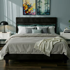 (All sizes) Upholstered Bed Frame Adjustable Headboard, Sturdy Wood Slats Support, No Box Spring Needed - LuxeHome Furniture