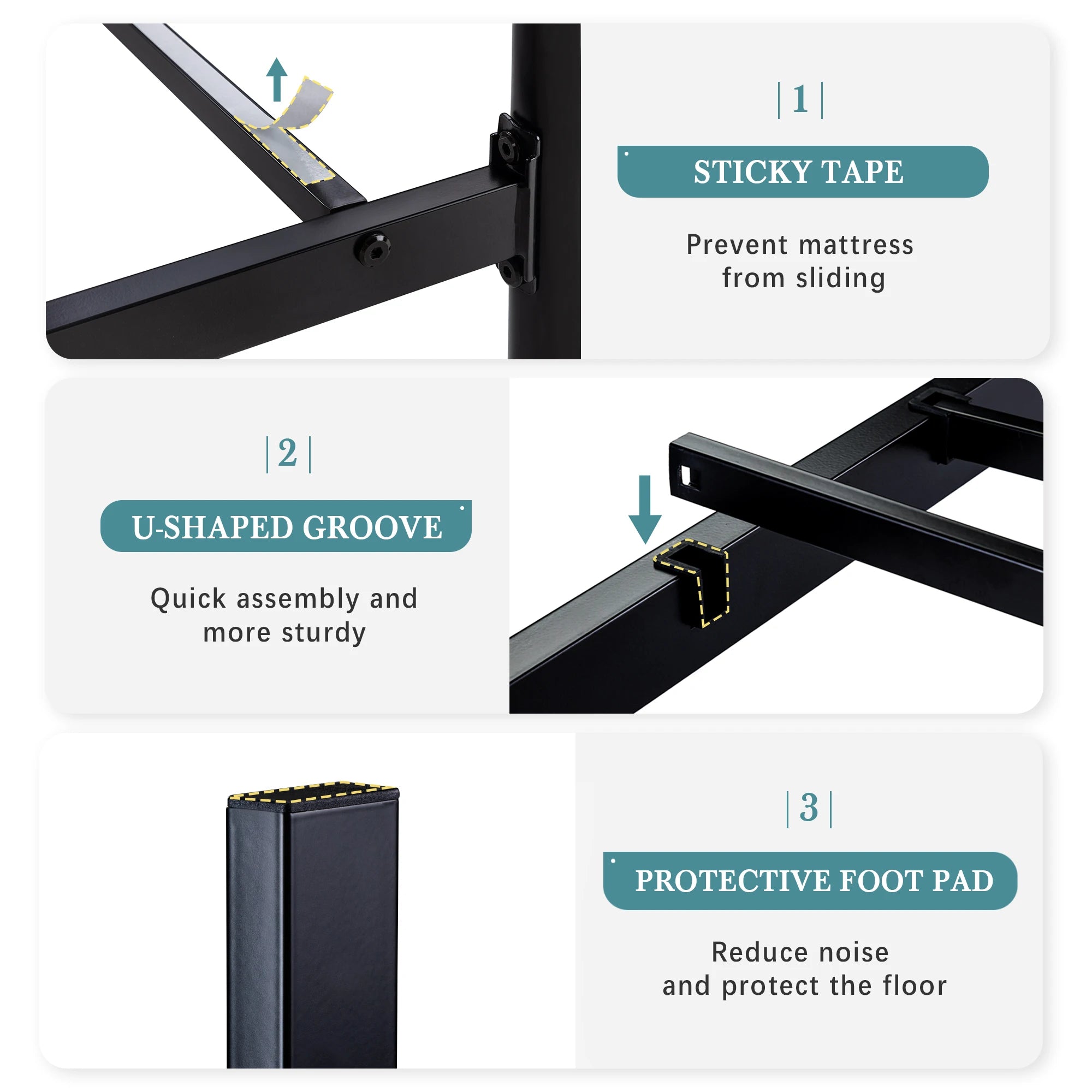 (All Size)14 Inch Metal Platform Bed Frame, Vintage Victorian Style, Headboard and Footboard - LuxeHome Furniture