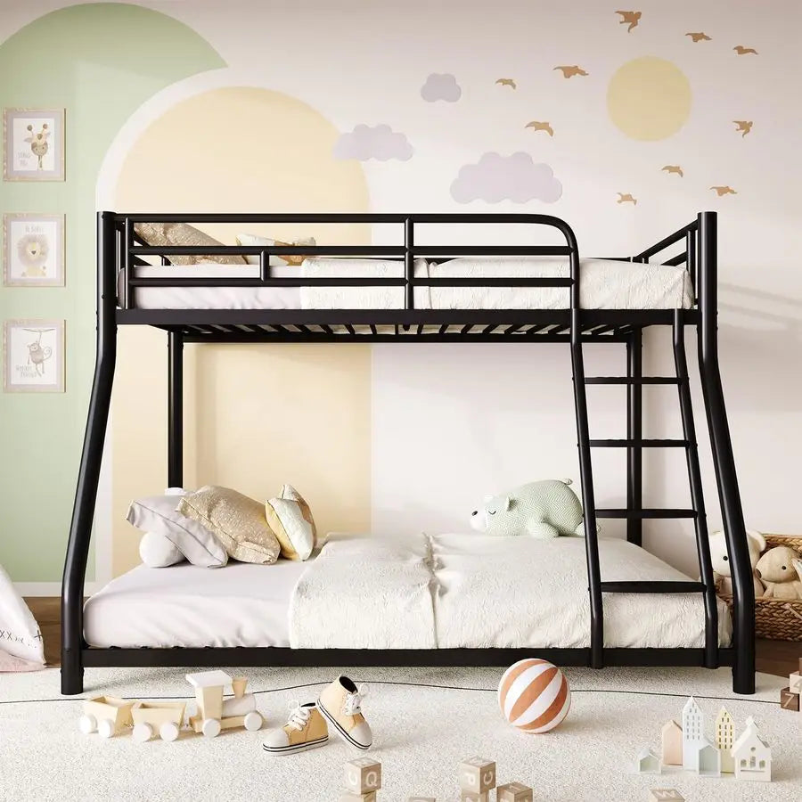 Twin over Full Bunk Bed — Low‑Height Design, Full‑Length Guardrail, Sturdy Ladder - LuxeHome Furniture