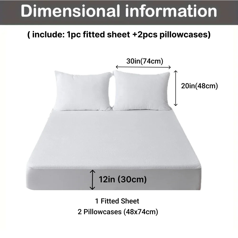 "3‑Piece Cotton Fitted Sheet Set — 1 Deep‑Pocket Fitted Sheet + 2 Pillowcases, Breathable & Soft Bedding" - LuxeHome Furniture