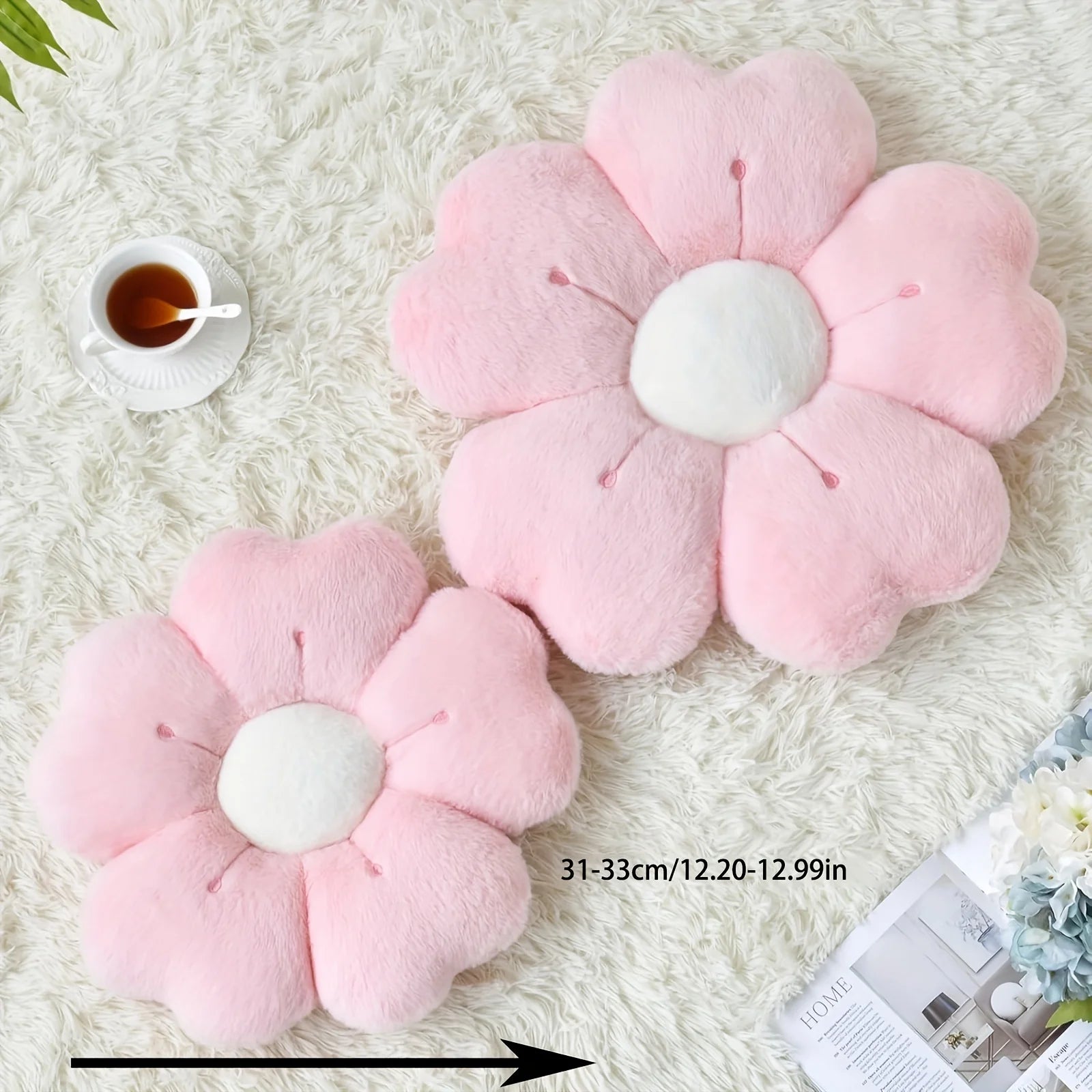 Soft Plush Daisy Flower Throw Pillow - Cozy Decorative Cushion for Bed & Sofa, White/Pink, Adorable Floral Desig - LuxeHome Furniture