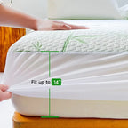 "Cooling Bamboo Fitted Mattress Cover — Waterproof, Breathable Protector with 6–14" Deep Pocket - LuxeHome Furniture