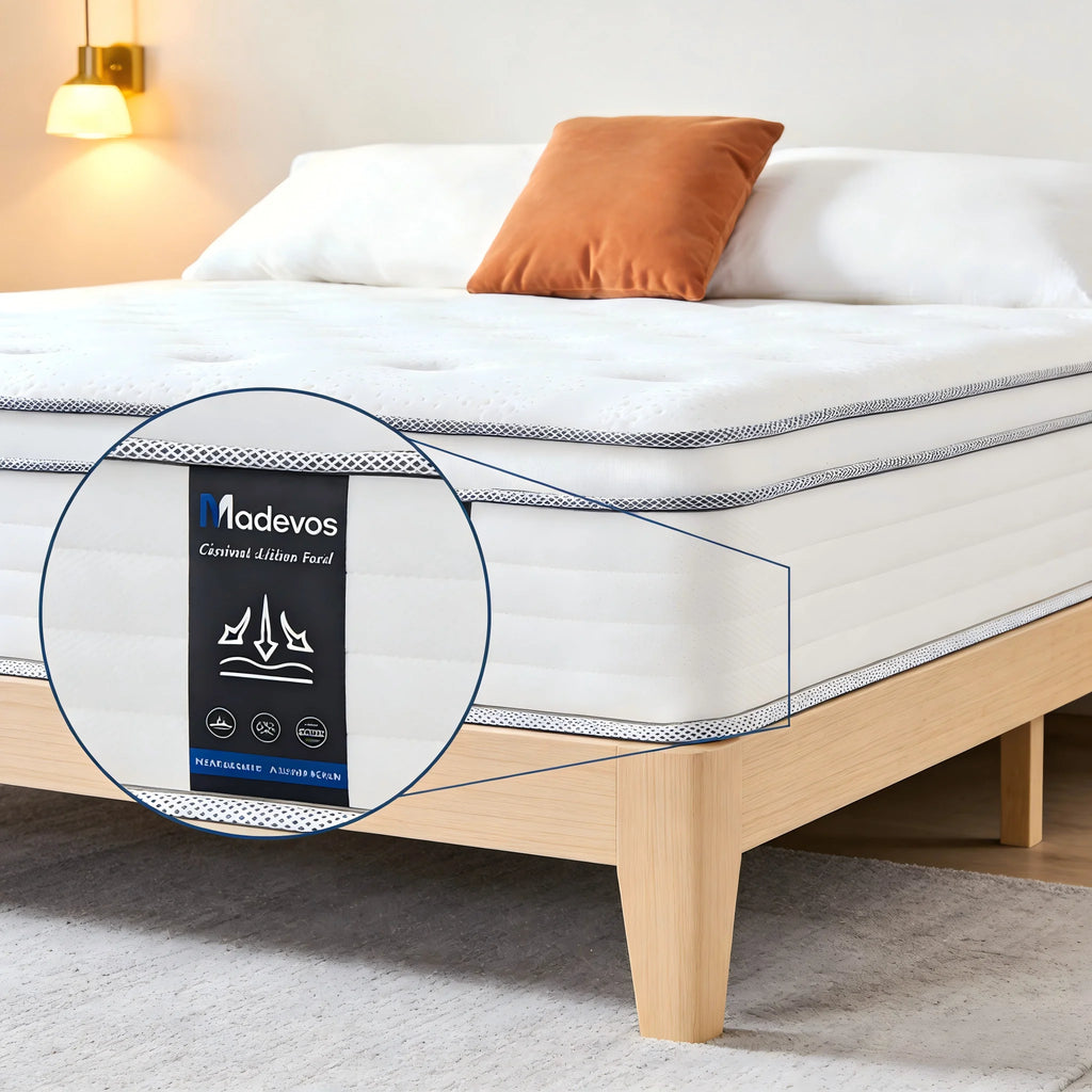 (Queen/King/Twin) Hybrid Mattress Medium-Firm ( 12" & 10" ) Memory Foam with Individually Pocketed Springs - LuxeHome Furniture