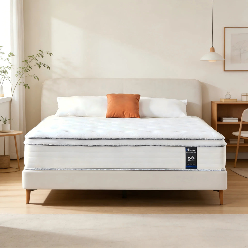 (Queen/King/Twin) Hybrid Mattress Medium-Firm ( 12" & 10" ) Memory Foam with Individually Pocketed Springs - LuxeHome Furniture
