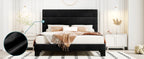 (Full/Queen/King) Fabric Platform Bed with Headboard — Reinforced Wooden Slat Support, Mattress‑Ready Panel Bed Foundation - LuxeHome Furniture