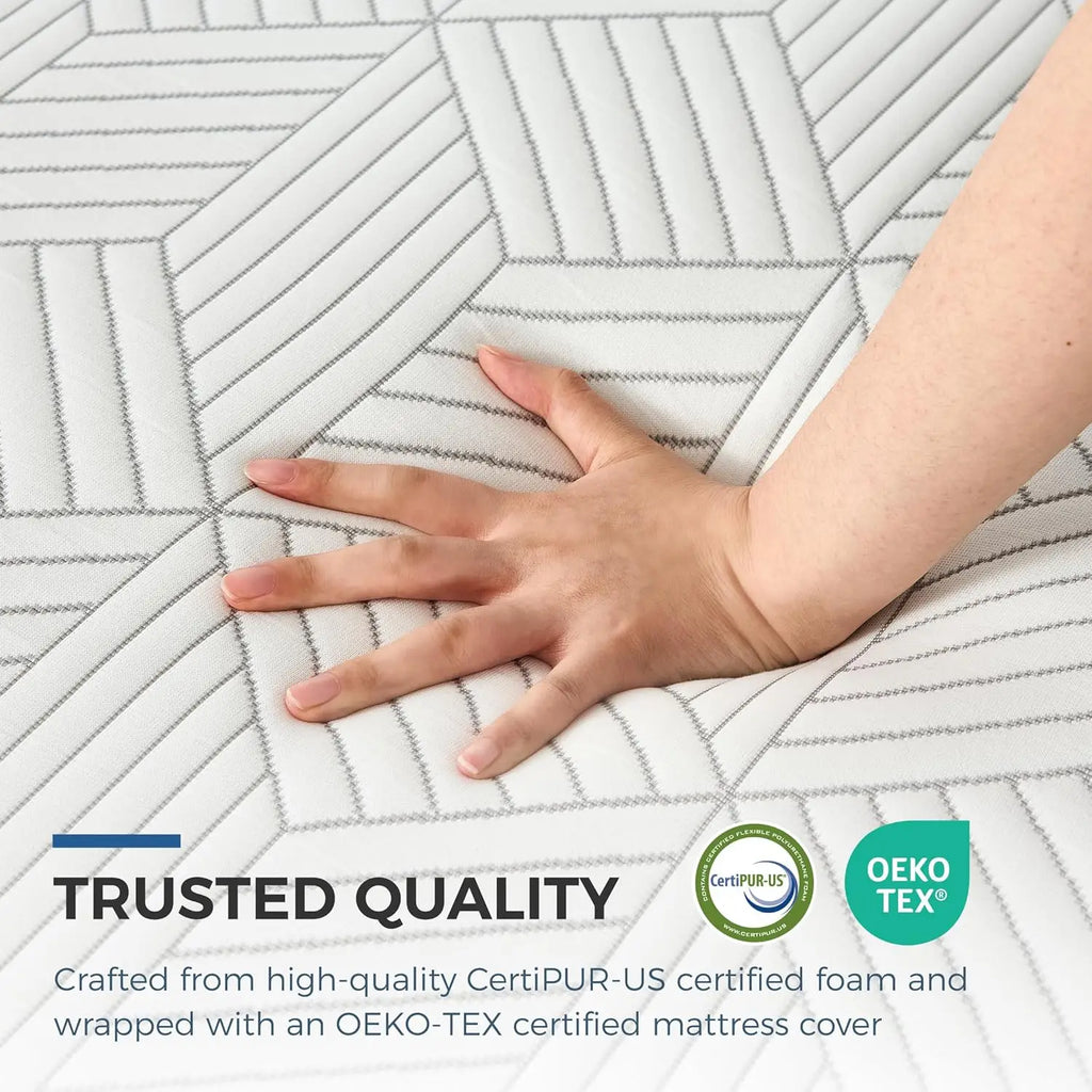 10 Inch Memory Foam Queen Mattress for Back Pain Relief and Cool Sleep, Gel Foam, CertiPUR-US Certified - LuxeHome Furniture