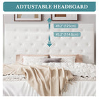 (Queen/Full) Faux Leather Platform Bed with Adjustable Diamond‑Tufted Headboard — Stylish Upholstered Frame - LuxeHome Furniture