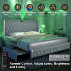 (Full Xl/Queen/King) LED Bed Frame with Galaxy Projector, Bluetooth Speaker, USB Ports & 4 Drawers — No Box Spring Needed - LuxeHome Furniture