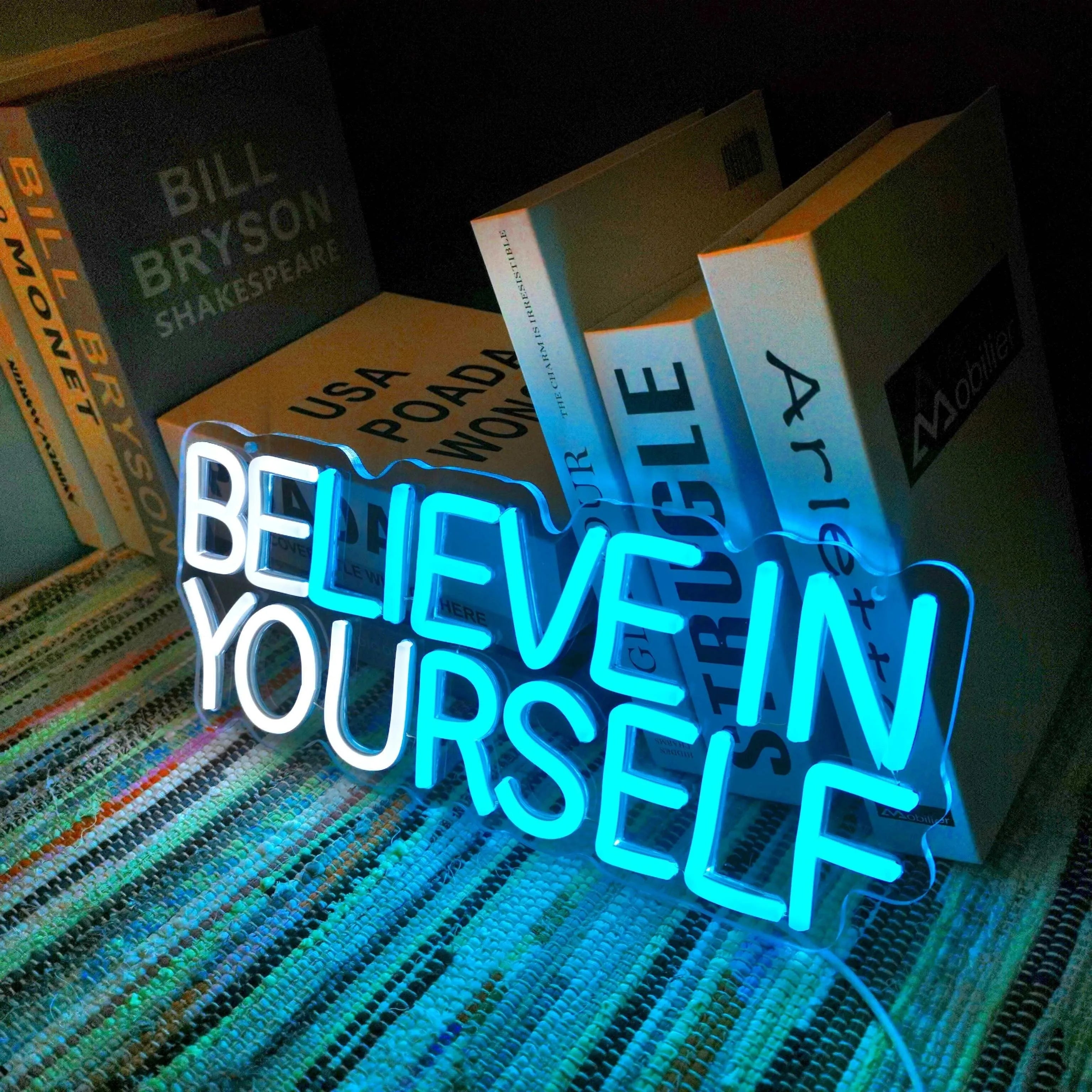 "Believe in Yourself LED Neon Sign – Dimmable Wall Decor for Office, Bedroom, Hotel, Restaurant, and Party Decorations - USB Powered" - LuxeHome Furniture