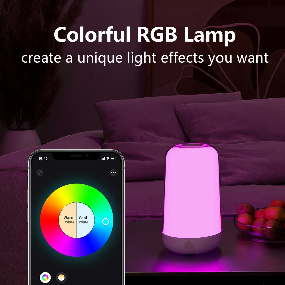"Smart Touch RGB Bedside Lamp — Dimmable Rechargeable LED Night Light for Bedroom, Kids, Desk & Camping" - LuxeHome Furniture