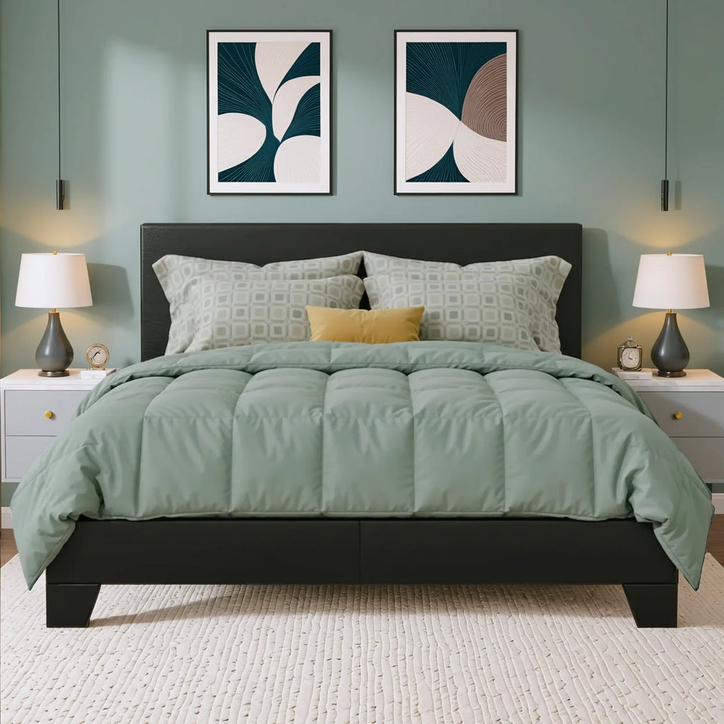 (Full/Queen/King) Upholstered Bed Frame with Adjustable Linen Headboard, Sturdy Wood Slats - LuxeHome Furniture