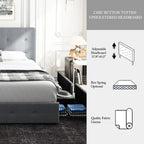 (King/Queen/Full) Platform Storage Bed Adjustable Headboard, 4 Under‑Bed Drawers, Square Stitch Button‑Tufted Upholstery - LuxeHome Furniture