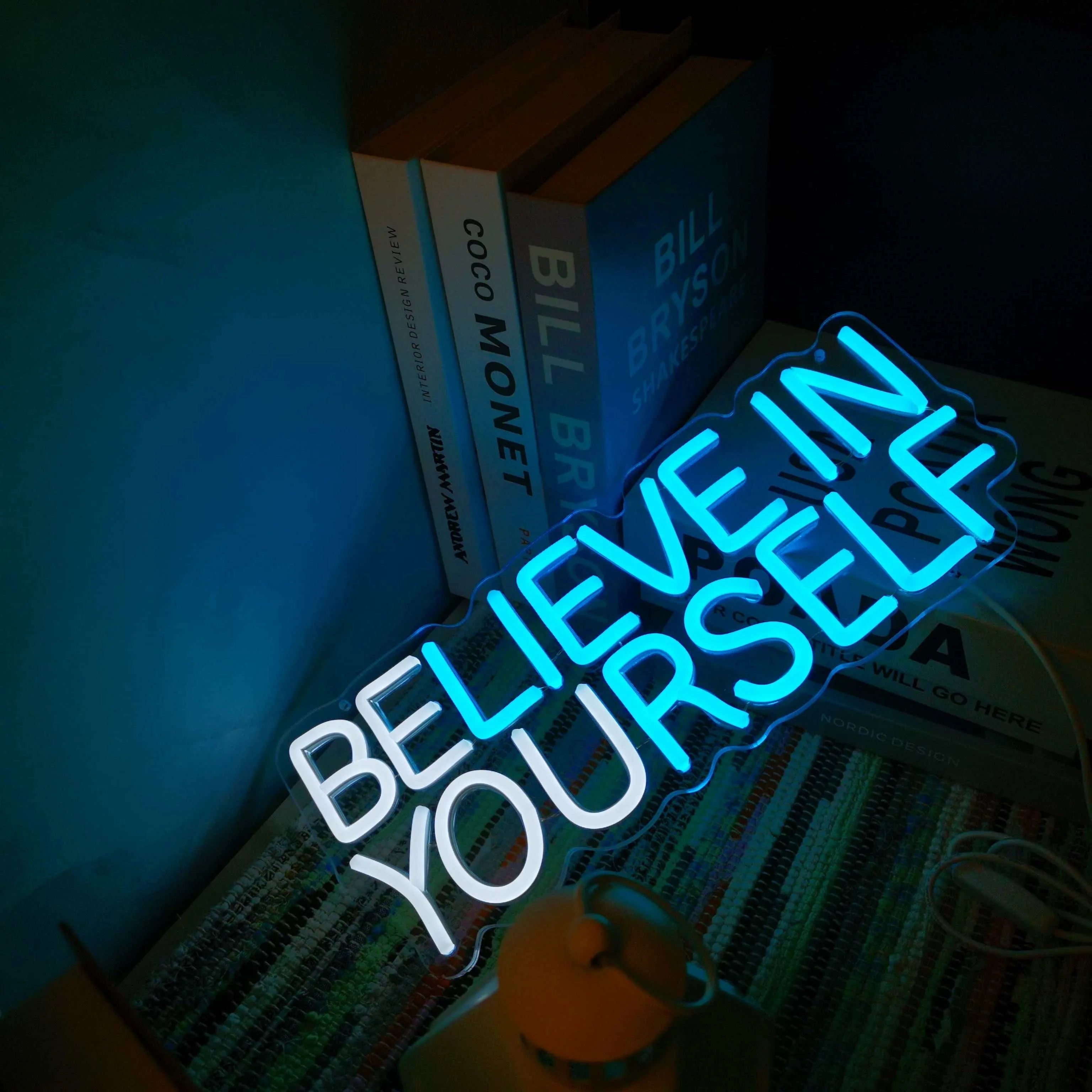 "Believe in Yourself LED Neon Sign – Dimmable Wall Decor for Office, Bedroom, Hotel, Restaurant, and Party Decorations - USB Powered" - LuxeHome Furniture