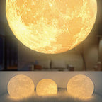 "Magnetic Floating Rotating Moon Lamp with Wooden Base — 3‑Color LED 3D Print Night Light, Unique Gift for Home & Room" - LuxeHome Furniture
