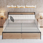 (King/Cal King) Platform Bed Frame — Built‑In Charging Headboard & Storage, Quick Assembly, No Box Spring - LuxeHome Furniture