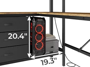 Twin Loft Bed with L‑Shaped Desk — LED Lights, Charging Station, 3 Shelves & 3 Fabric Drawers - LuxeHome Furniture