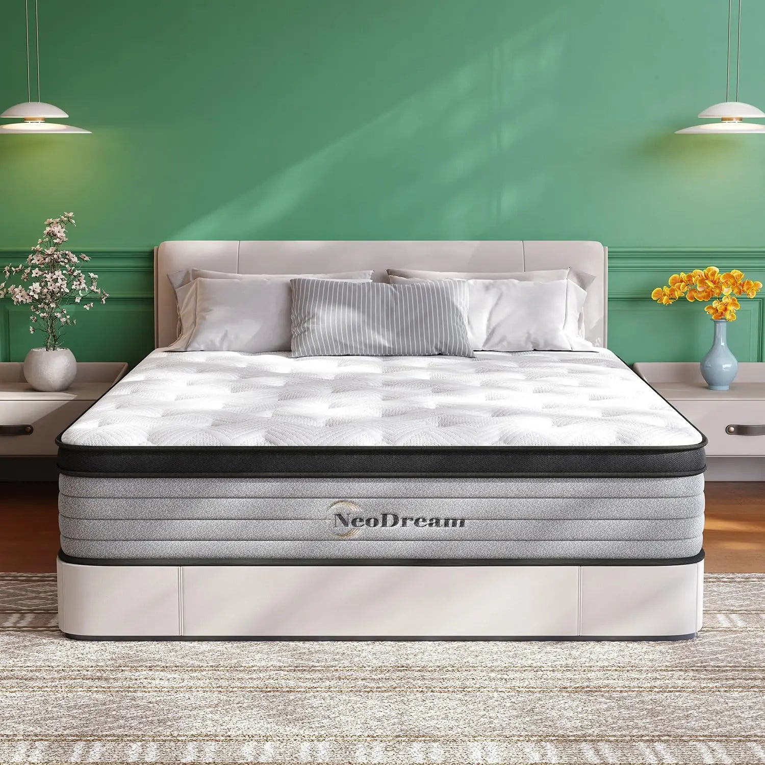 Hybrid King Mattress with Memory Foam & Pocket Springs, Medium Firm for Pressure Relief and Motion Isolation - LuxeHome Furniture