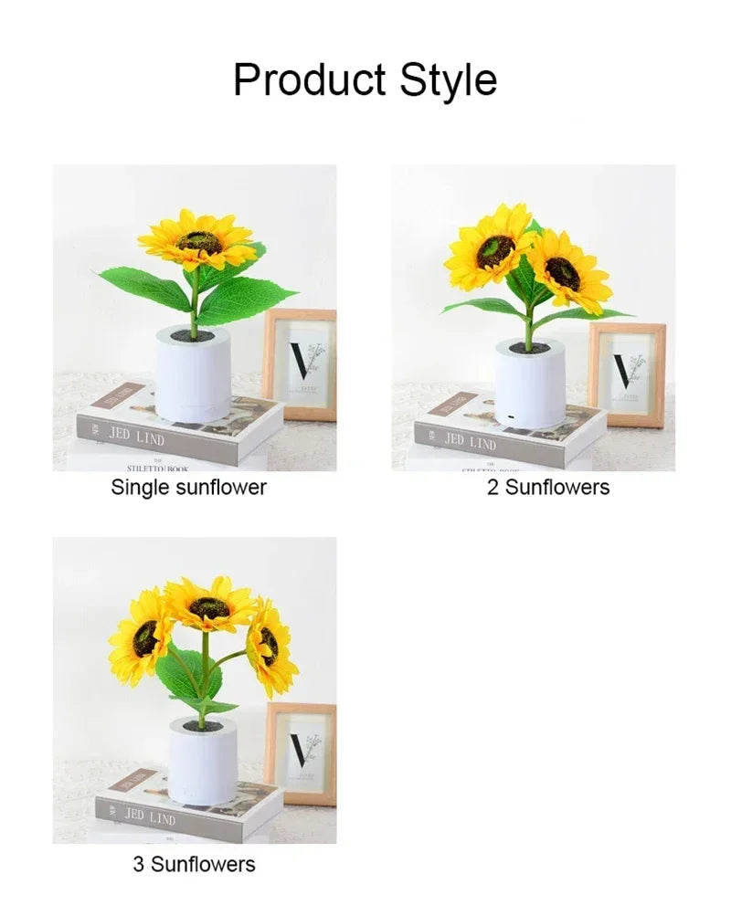 "Rechargeable Sunflower LED Night Light — 3‑LED Table Lamp for Bedroom, Bedside & Desk Decor" - LuxeHome Furniture