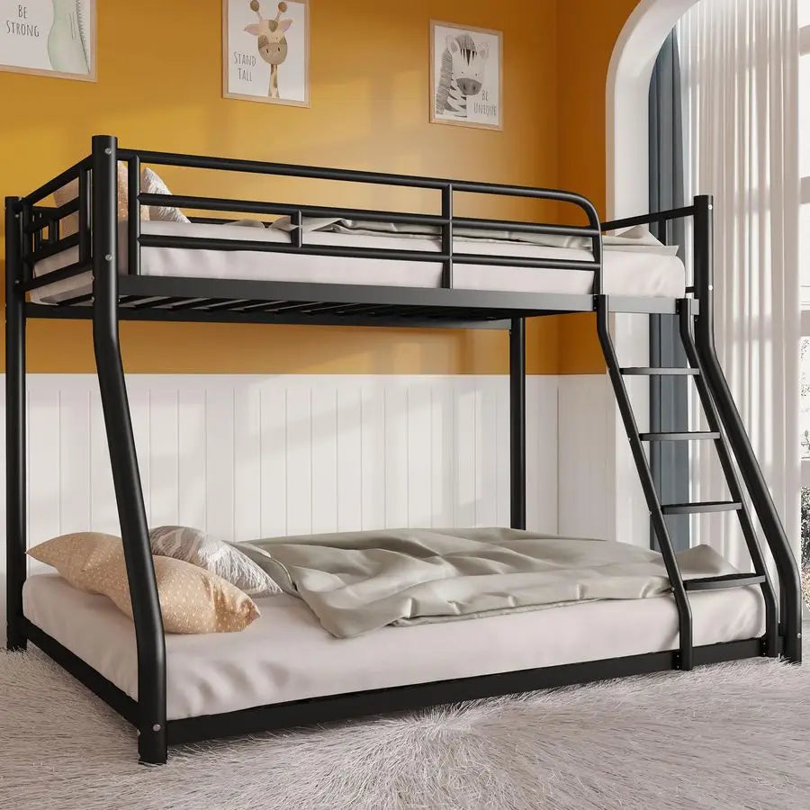 Twin over Full Bunk Bed — Low‑Height Design, Full‑Length Guardrail, Sturdy Ladder - LuxeHome Furniture