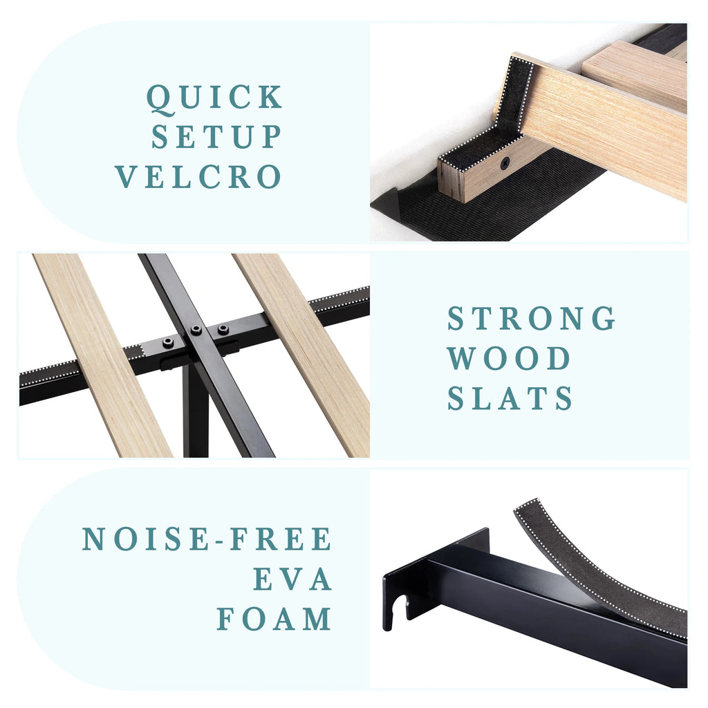 (All sizes) Upholstered Bed Frame Adjustable Headboard, Sturdy Wood Slats Support, No Box Spring Needed - LuxeHome Furniture