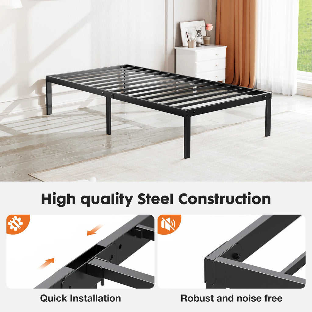 (Twin/Full/Queen/King) Sturdy Metal Bed Frame with Storage Drawer Space with Steel Slats for 350 lb Support - LuxeHome Furniture