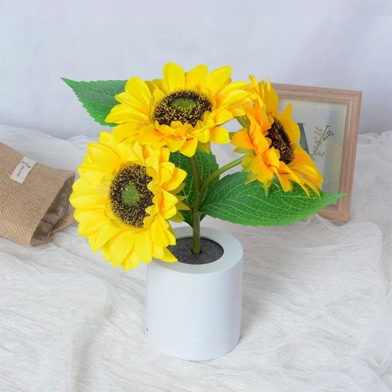 "Rechargeable Sunflower LED Night Light — 3‑LED Table Lamp for Bedroom, Bedside & Desk Decor" - LuxeHome Furniture