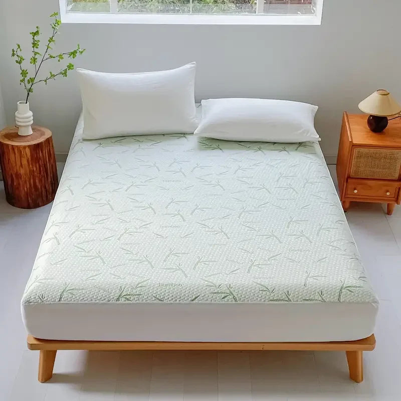 "Cooling Bamboo Fitted Mattress Cover — Waterproof, Breathable Protector with 6–14" Deep Pocket - LuxeHome Furniture