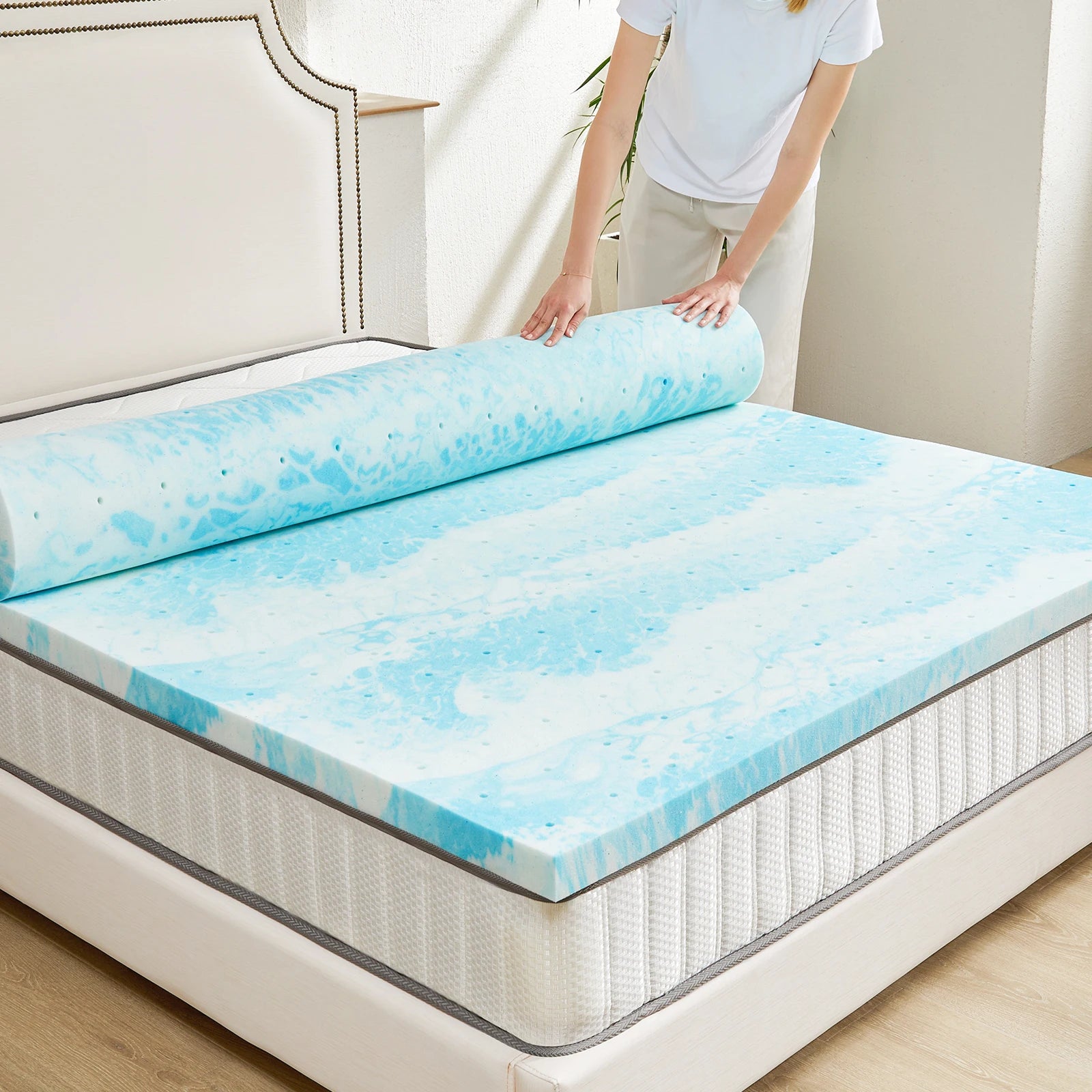 (All Sizes) 2–3 Inch Memory Foam Mattress Topper — Gel Infused Cooling Comfort, Soft Breathable Fabric - LuxeHome Furniture