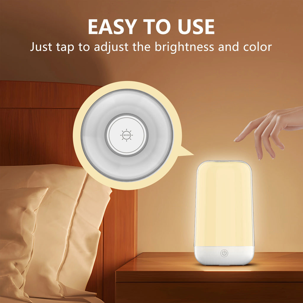 "Smart Touch RGB Bedside Lamp — Dimmable Rechargeable LED Night Light for Bedroom, Kids, Desk & Camping" - LuxeHome Furniture